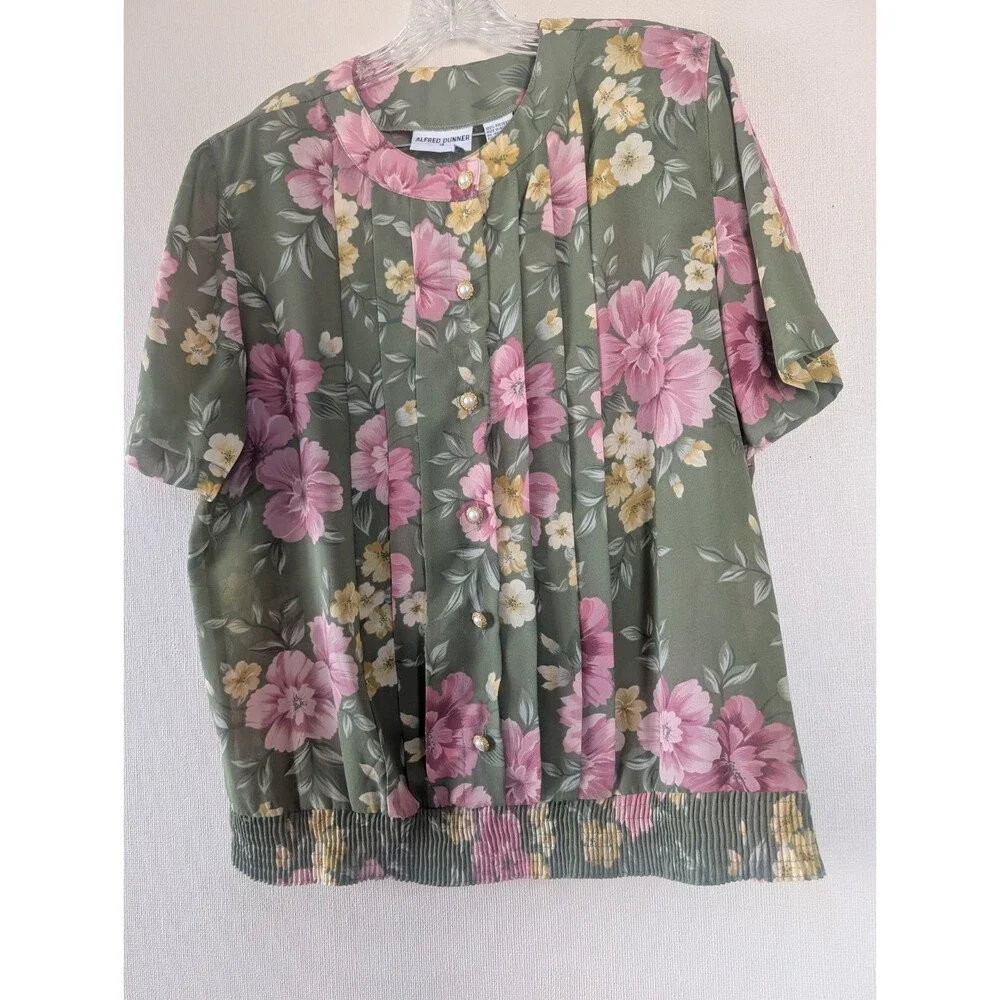 Vintage Alfred Dunner Skirt Set Floral 2pc Sz 14 Blouse  Grandmacore Sunday Best